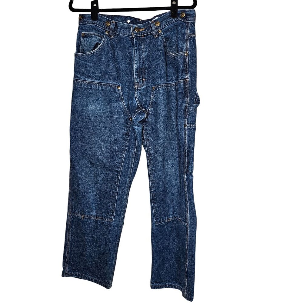 Vintage 90s Key Jeans 33x30 Doubble Knee Suspender Button Workwear Carpenter